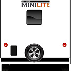 2022 Rockwood Mini Lite Travel Trailer Exterior Rear (White Champagne Fiberglass) May Show Optional Features. Features and Options Subject to Change Without Notice.