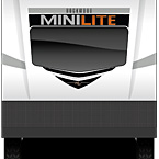 2022 Rockwood Mini Lite Travel Trailer Exterior Front (White Champagne Fiberglass) May Show Optional Features. Features and Options Subject to Change Without Notice.