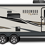 2022 Rockwood Ultra Lite Travel Trailer Exterior Camp Side Profile (Laminated Champagne Fiberglass) May Show Optional Features. Features and Options Subject to Change Without Notice.