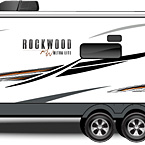 2022 Rockwood Ultra Lite Travel Trailer Exterior Road Side Profile (Laminated White Fiberglass) May Show Optional Features. Features and Options Subject to Change Without Notice.