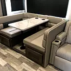 Two-Tone 5-Year Ultra Leather Wrap Around Dinette Booth w/Cup Holders May Show Optional Features. Features and Options Subject to Change Without Notice.