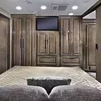 The master bedroom has plenty of storage space for all your camping needs. May Show Optional Features. Features and Options Subject to Change Without Notice.