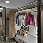 When not used for sleeping, the bunk area can be transformed into extra closet space. May Show Optional Features. Features and Options Subject to Change Without Notice.