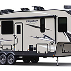 Flagstaff Classic Fifth Wheel Exterior (Standard Champagne Fiberglass) May Show Optional Features. Features and Options Subject to Change Without Notice.