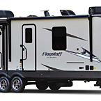Flagstaff Classic Travel Trailer Exterior (Standard Champagne Fiberglass) May Show Optional Features. Features and Options Subject to Change Without Notice.