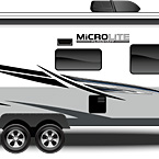 2022 Flagstaff Micro Lite Travel Trailer Exterior Camp Side Profile (Laminated White Fiberglass) May Show Optional Features. Features and Options Subject to Change Without Notice.