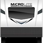 2022 Flagstaff Micro Lite Travel Trailer Exterior Front (Laminated White Fiberglass) May Show Optional Features. Features and Options Subject to Change Without Notice.