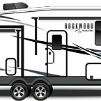 2022 Rockwood Signature Fifth Wheel Exterior Camp Side Profile (White Champagne Fiberglass) May Show Optional Features. Features and Options Subject to Change Without Notice.