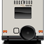 2022 Rockwood Signature Travel Trailer Exterior Rear (Laminated Champagne Fiberglass) May Show Optional Features. Features and Options Subject to Change Without Notice.