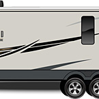 2022 Rockwood Signature Travel Trailer Exterior Road Side Profile (Laminated Champagne Fiberglass) May Show Optional Features. Features and Options Subject to Change Without Notice.