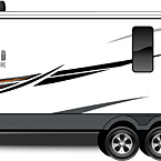 2022 Rockwood Signature Travel Trailer Exterior Road Side Profile (Laminated White Fiberglass) May Show Optional Features. Features and Options Subject to Change Without Notice.