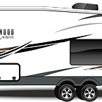 2022 Rockwood Ultra Lite Fifth Wheel Exterior Road Side Profile (Laminated White Fiberglass) May Show Optional Features. Features and Options Subject to Change Without Notice.