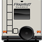 2022 Flagstaff Classic Fifth Wheel Exterior Rear (Laminated Champagne Fiberglass) May Show Optional Features. Features and Options Subject to Change Without Notice.