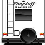 2022 Flagstaff Classic Fifth Wheel Exterior Rear (Laminated White Fiberglass) May Show Optional Features. Features and Options Subject to Change Without Notice.