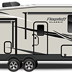 2022 Flagstaff Classic Fifth Wheel Exterior Camp Side Profile (Laminated Champagne Fiberglass)

 May Show Optional Features. Features and Options Subject to Change Without Notice.