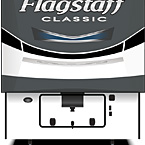 2022 Flagstaff Classic Fifth Wheel Exterior Front (Laminated White Fiberglass) May Show Optional Features. Features and Options Subject to Change Without Notice.