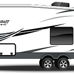 2022 Flagstaff Classic Fifth Wheel Exterior Road Side Profile (Laminated White Fiberglass) May Show Optional Features. Features and Options Subject to Change Without Notice.