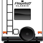2022 Flagstaff Classic Travel Trailer Exterior Rear (Laminated White Fiberglass) May Show Optional Features. Features and Options Subject to Change Without Notice.