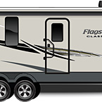 2022 Flagstaff Classic Travel Trailer Exterior Camp Side Profile (Laminated Champagne Fiberglass)

 May Show Optional Features. Features and Options Subject to Change Without Notice.