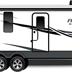 2022 Flagstaff Classic Travel Trailer Exterior Camp Side Profile (Laminated White Fiberglass) May Show Optional Features. Features and Options Subject to Change Without Notice.