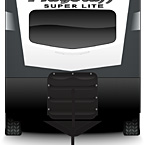 2022 Flagstaff Super Lite Travel Trailer Exterior Front (Laminated White Fiberglass) May Show Optional Features. Features and Options Subject to Change Without Notice.