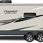 2022 Flagstaff Super Lite Travel Trailer Exterior Road Side Profile (Laminated Champagne Fiberglass) May Show Optional Features. Features and Options Subject to Change Without Notice.