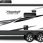 2022 Flagstaff Super Lite Travel Trailer Exterior Road Side Profile (Laminated White Fiberglass) May Show Optional Features. Features and Options Subject to Change Without Notice.