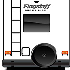 2022 Flagstaff Super Lite Fifth Wheel Exterior Rear (Laminated White Fiberglass) May Show Optional Features. Features and Options Subject to Change Without Notice.