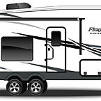 2022 Flagstaff Super Lite Fifth Wheel Exterior Camp Side Profile (Laminated White Fiberglass) May Show Optional Features. Features and Options Subject to Change Without Notice.