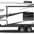 2022 Flagstaff Super Lite Fifth Wheel Exterior Road Side Profile (Laminated White Fiberglass) May Show Optional Features. Features and Options Subject to Change Without Notice.