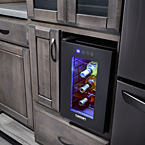 The Cuisinart® Private Reserve® Wine Cellar
quietly and efficiently maintains the ideal storage temperature, (between 39° to 68°F), to preserve the quality of your favorite wines. This thermoelectric cooling system is touchpad controlled, has a stainless finish and soft interior lighting. May Show Optional Features. Features and Options Subject to Change Without Notice.