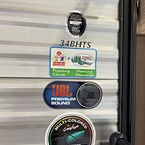 Close-up of feature and model name stickers
 May Show Optional Features. Features and Options Subject to Change Without Notice.
