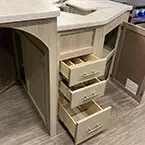 Storage drawers and cabinet under sink shown open May Show Optional Features. Features and Options Subject to Change Without Notice.