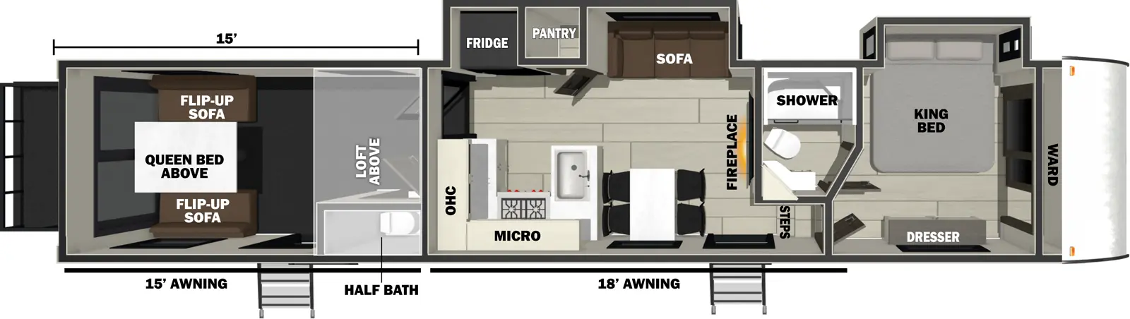 2026 Cherokee Rogue Armored Fifth Wheels 4015 Floorplan - Forest 