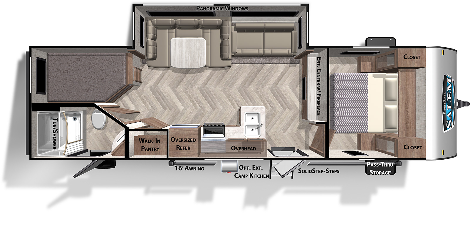 Cruise Lite Northwest 263BHXL floorplan. The 263BHXL has one slide out and one entry door.