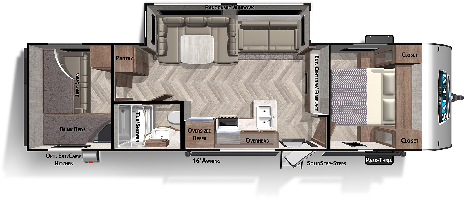 Cruise Lite Northwest 273QBXL floorplan. The 273QBXL has one slide out and one entry door.