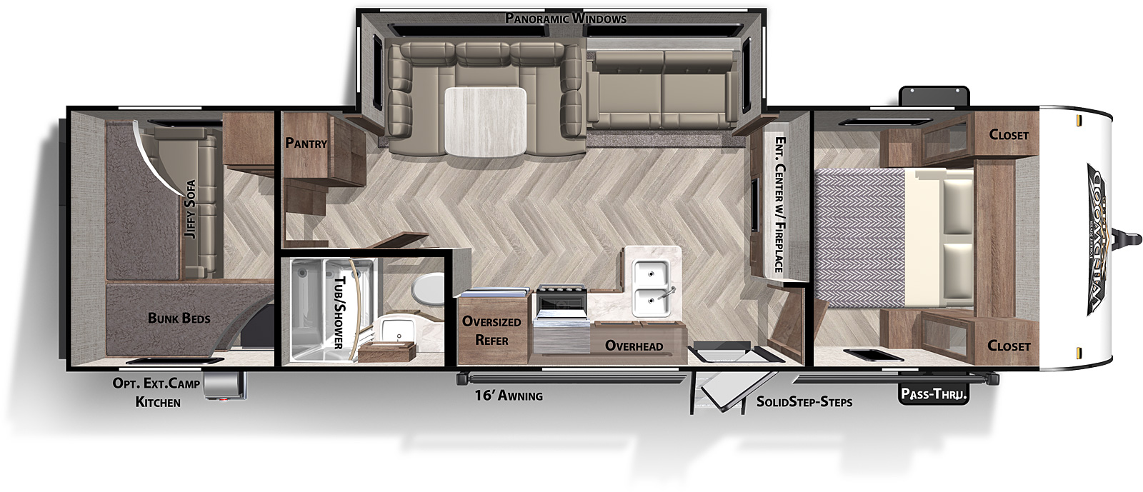X-Lite Northwest 273QBXL floorplan. The 273QBXL has one slide out and one entry door.
