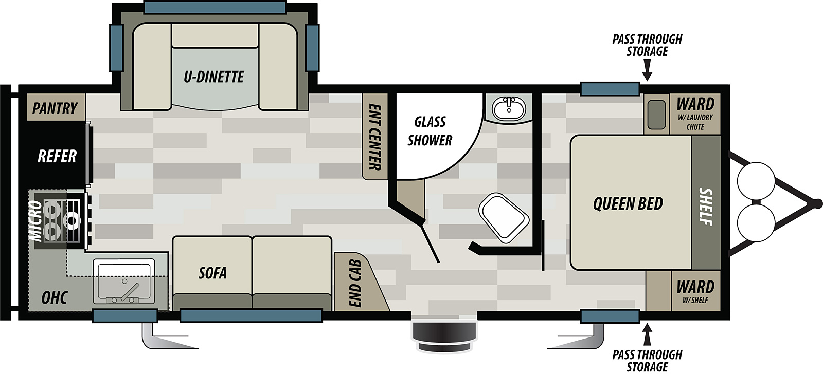 2406RK travel trailer floorplan with 1 slideout.