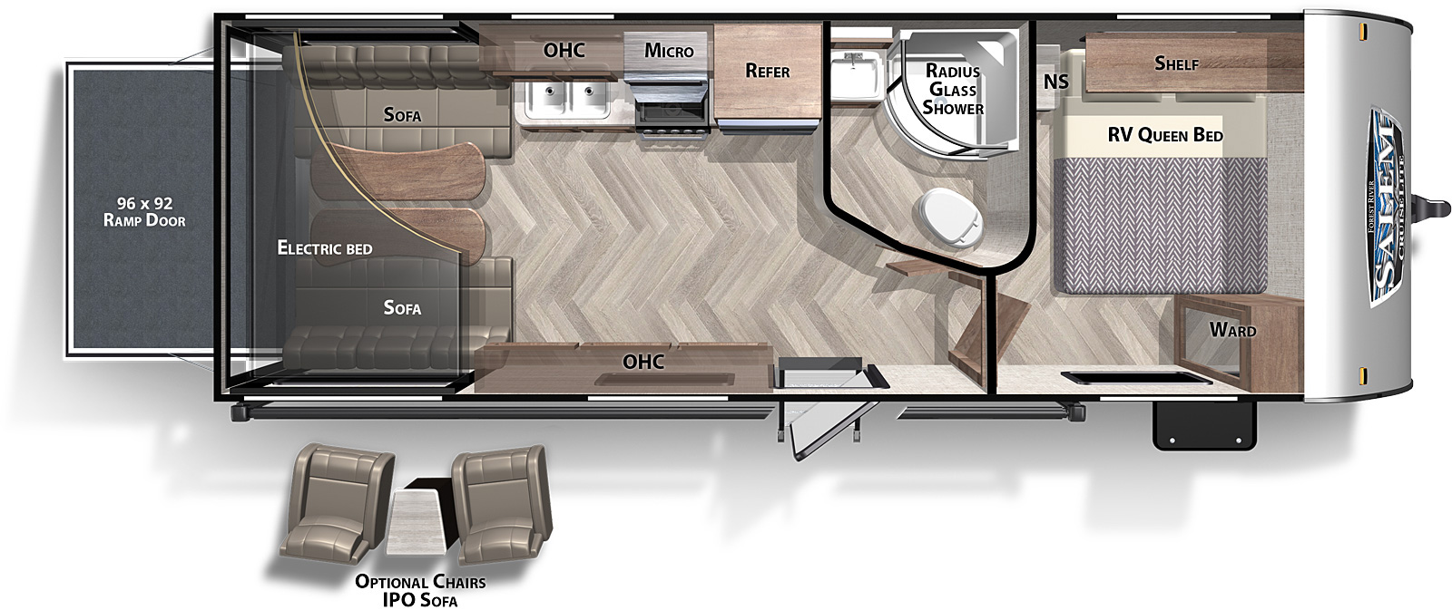 Cruise Lite Northwest 211SSXL floorplan. The 211SSXL has no slide outs and one entry door.