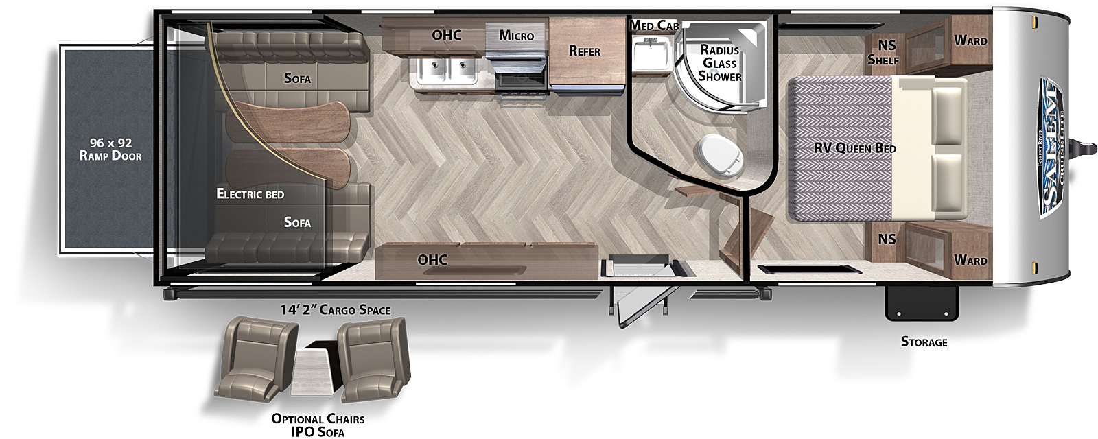 Cruise Lite Northwest 251SSXL floorplan. The 251SSXL has no slide outs and one entry door.