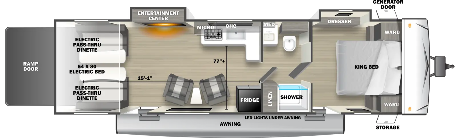 Shockwave 2600RLT Floorplan - Forest River RV