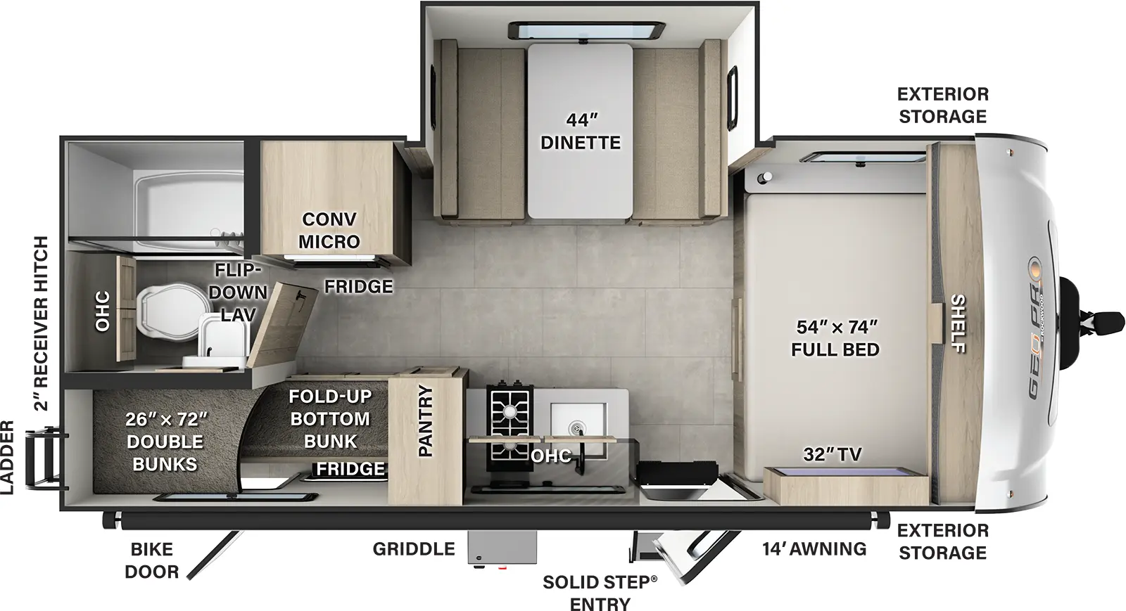 Rockwood Geo Pro G20BH Floorplan - Forest River RV