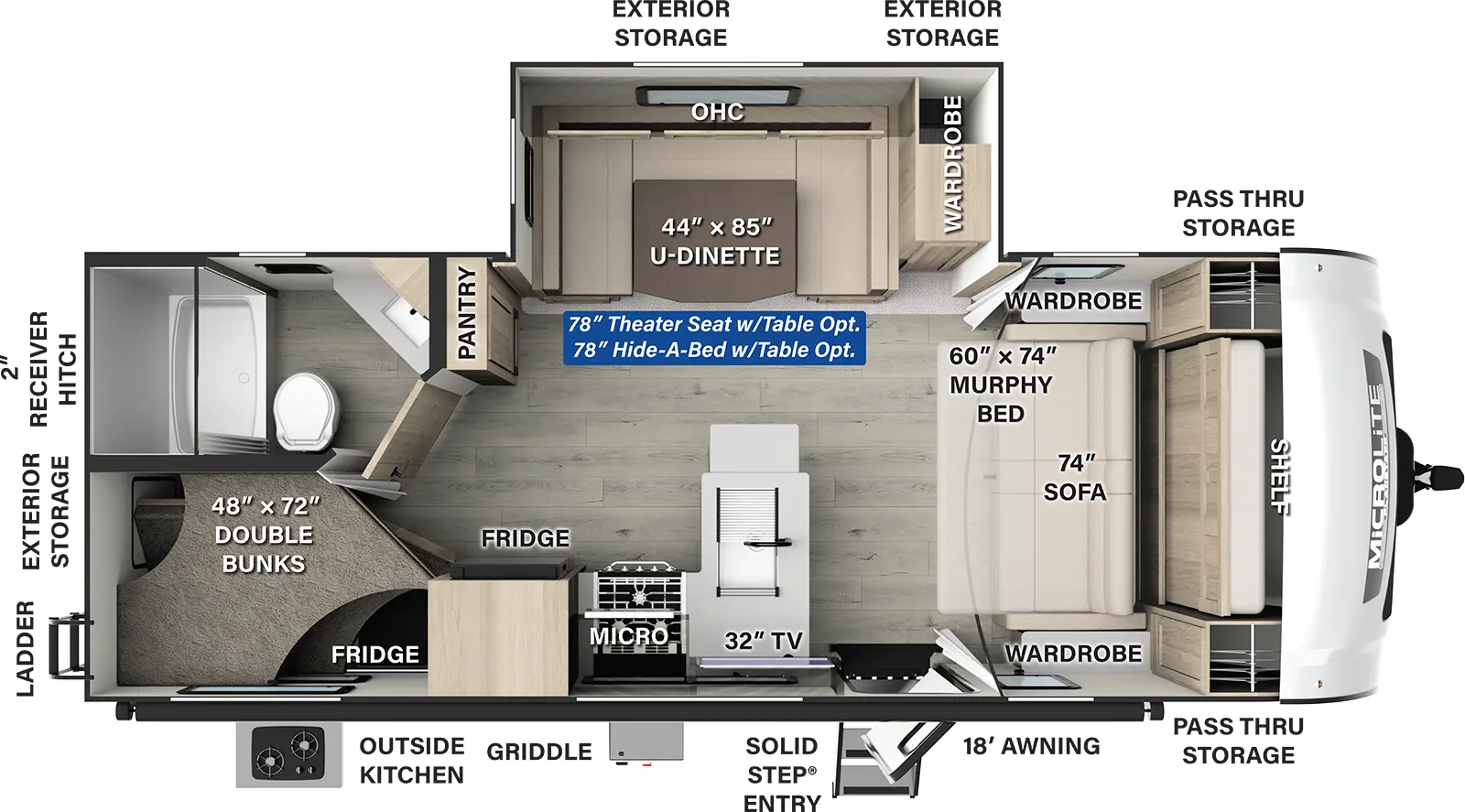 Flagstaff Micro Lite 25BRDS Floorplan - Forest River RV