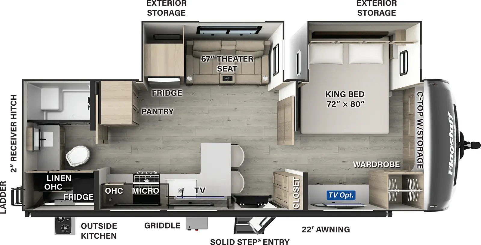 2025 Flagstaff Classic Travel Trailers 826KBS Floorplan - Forest River RV