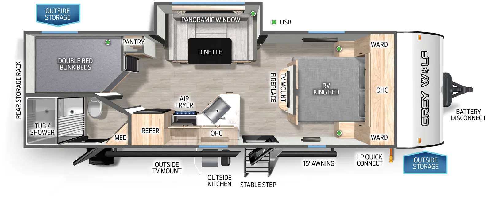 2025 Cherokee Grey Wolf 23DBH Floorplan - Forest River RV