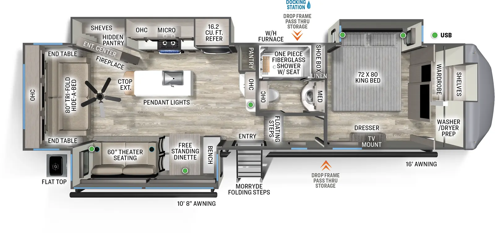 2025 Sandpiper Fifth Wheels 3370RLS Floorplan - Forest River RV